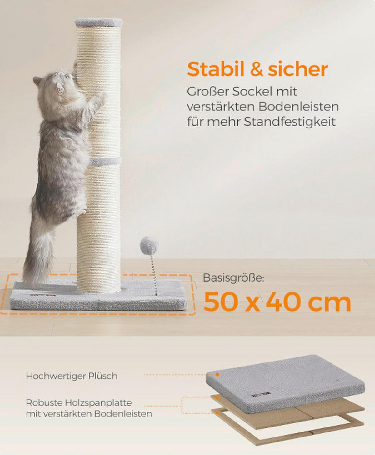 KRATZBAUM - Beige/Grau, Trend, Papier/Holzwerkstoff (50/85/40cm) - Boxxx