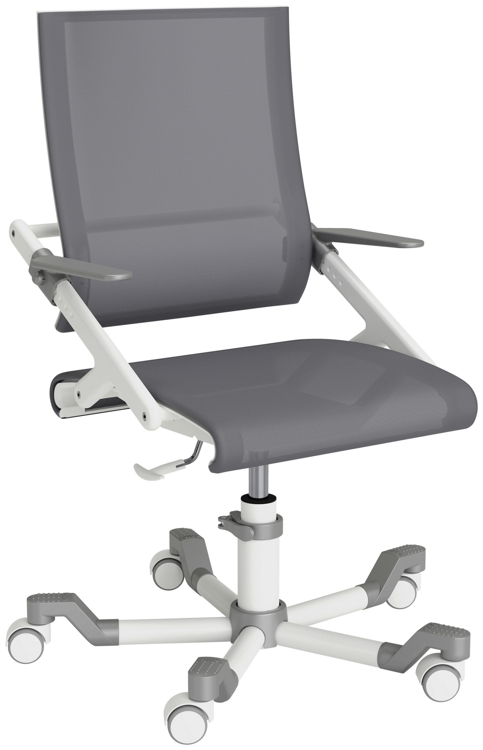 JUGENDDREHSTUHL Netzbespannung Grau, Silberfarben, Weiß  - Silberfarben/Weiß, Basics, Kunststoff/Textil (54/86-100/54cm) - Paidi