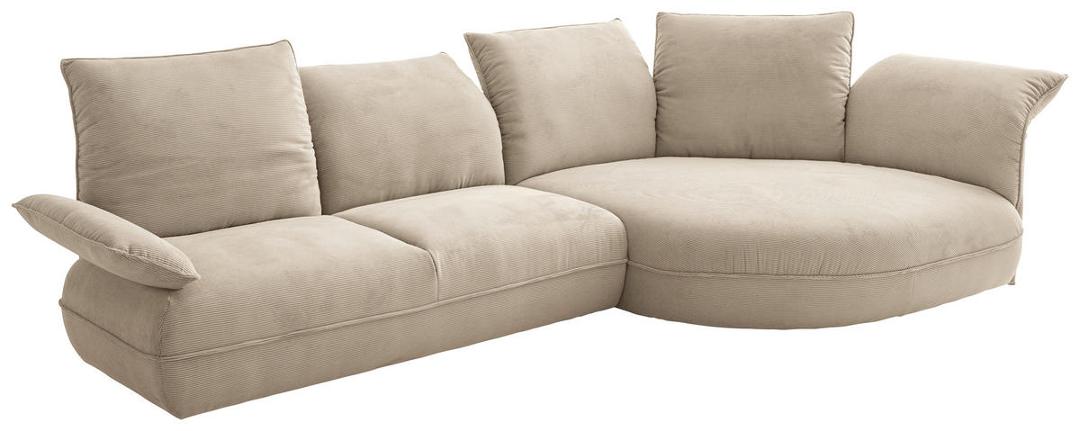 ECKSOFA Cord Beige  - Beige/Schwarz, Design, Kunststoff/Textil (343/154cm) - Koinor