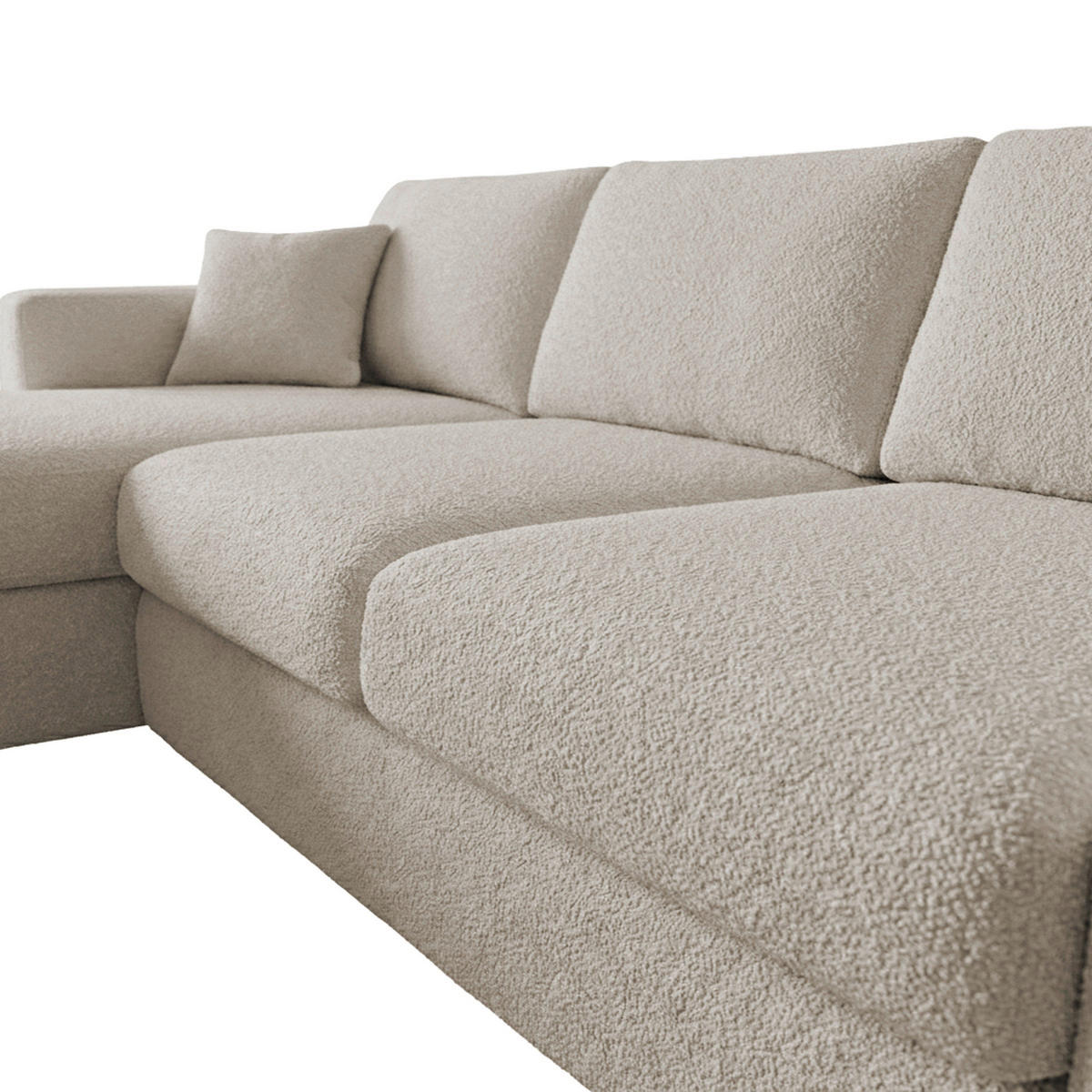ECKSOFA LAPIT Taupe Chenille Zierkissen, Rückenkissen, Bettkasten  - Taupe/Schwarz, Design, Holz/Textil (170/240cm) - MID.YOU