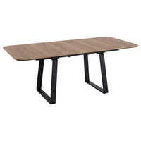 ESSTISCH in Holz, Metall 160-210/95/76 cm  - Eiche dunkel/Schwarz, Basics, Holz/Metall (160-210/95/76cm) - Celina Home