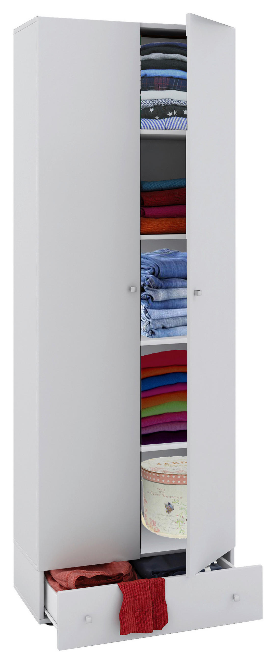 MULTISKÅP 70/198/39 cm 2-dörrar - vit/svart, Modern, trämaterial/plast (70/198/39cm) - MID.YOU