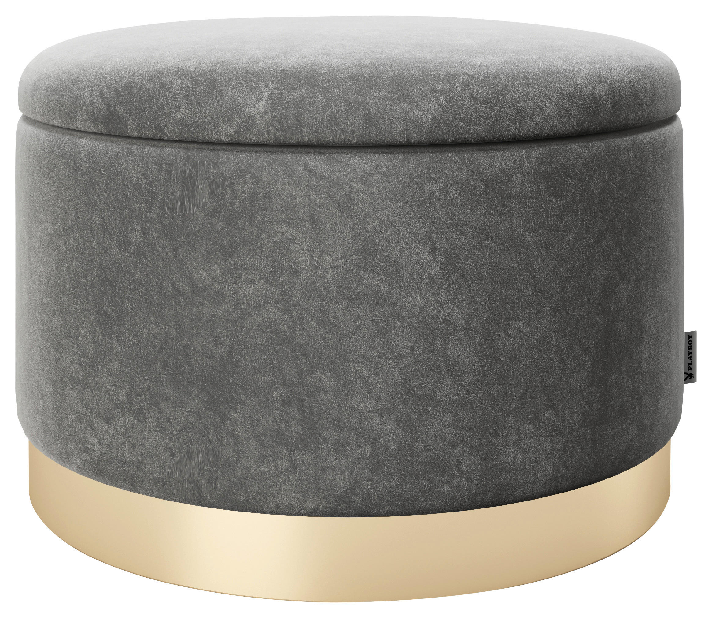 HOCKER Samt Anthrazit  - Anthrazit/Goldfarben, LIFESTYLE, Textil (55/35/55cm) - Playboy