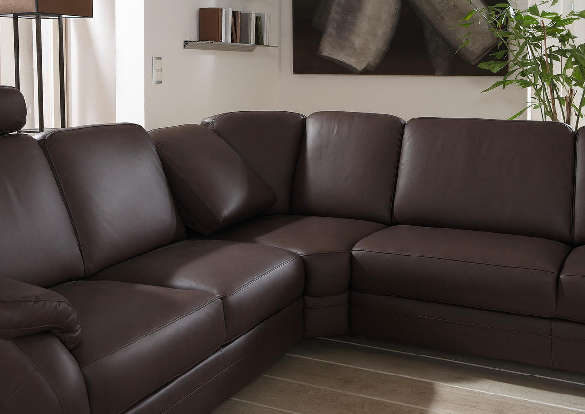 WOHNLANDSCHAFT in Echtleder Grau  - Alufarben/Grau, Konventionell, Leder/Metall (165/329/239cm) - Beldomo Premium
