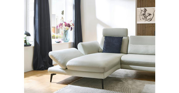 ECKSOFA in Echtleder Silberfarben  - Silberfarben/Schwarz, Design, Leder/Metall (308/195cm) - Dieter Knoll