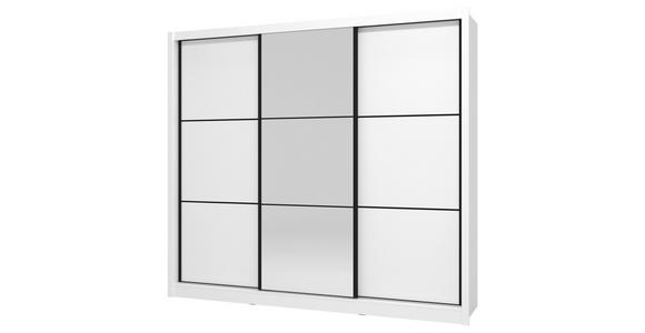 SCHIEBETÜRENSCHRANK 242/215,5/60 cm 3-türig Weiß  - Schwarz/Weiß, Basics, Glas/Holzwerkstoff (242/215,5/60cm) - Xora