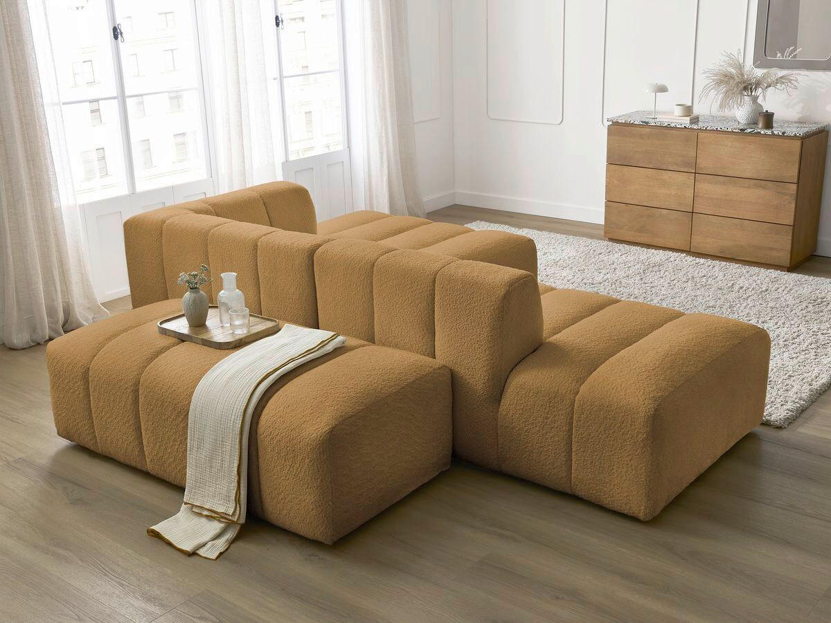 ECKSOFA  ANNECY Gelb Bouclé  - Gelb/Schwarz, MODERN, Kunststoff/Textil (262/170cm)