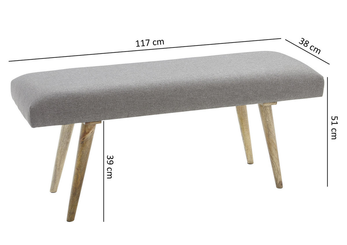 KLOP BREZ NASLONA, tekstil siva  - siva/naravne barve, Natur, tekstil/les (117/51/38cm) - MID.YOU