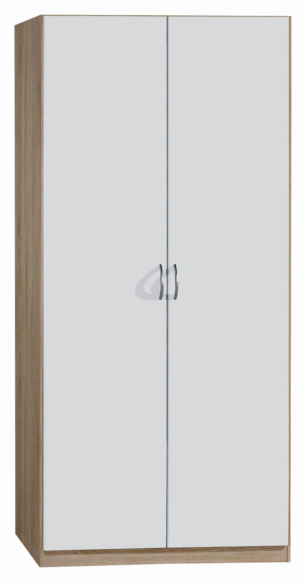 DREHTÜRENSCHRANK Weiss, Sonoma Eiche  - Weiss/Silberfarben, Design, Holzwerkstoff/Kunststoff (91/197/54cm) - Boxxx