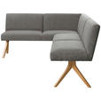 ECKBANK 172/238 cm Webstoff Grau Eiche vollmassiv   - Eichefarben/Grau, KONVENTIONELL, Holz/Textil (172/238cm) - Linea Natura
