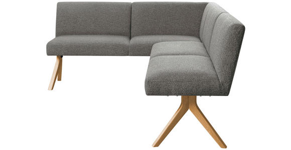 ECKBANK 172/238 cm Webstoff Grau Eiche vollmassiv   - Eichefarben/Grau, KONVENTIONELL, Holz/Textil (172/238cm) - Linea Natura