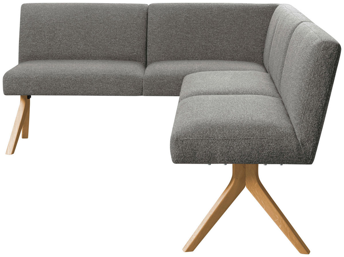 ECKBANK 172/218 cm Webstoff Grau Eiche vollmassiv   - Eichefarben/Grau, KONVENTIONELL, Holz/Textil (172/218cm) - Linea Natura