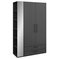 KLEIDERSCHRANK Graphitfarben  - Anthrazit/Graphitfarben, Design, Holzwerkstoff/Metall (126,3/213,6/59,3cm) - Cantus