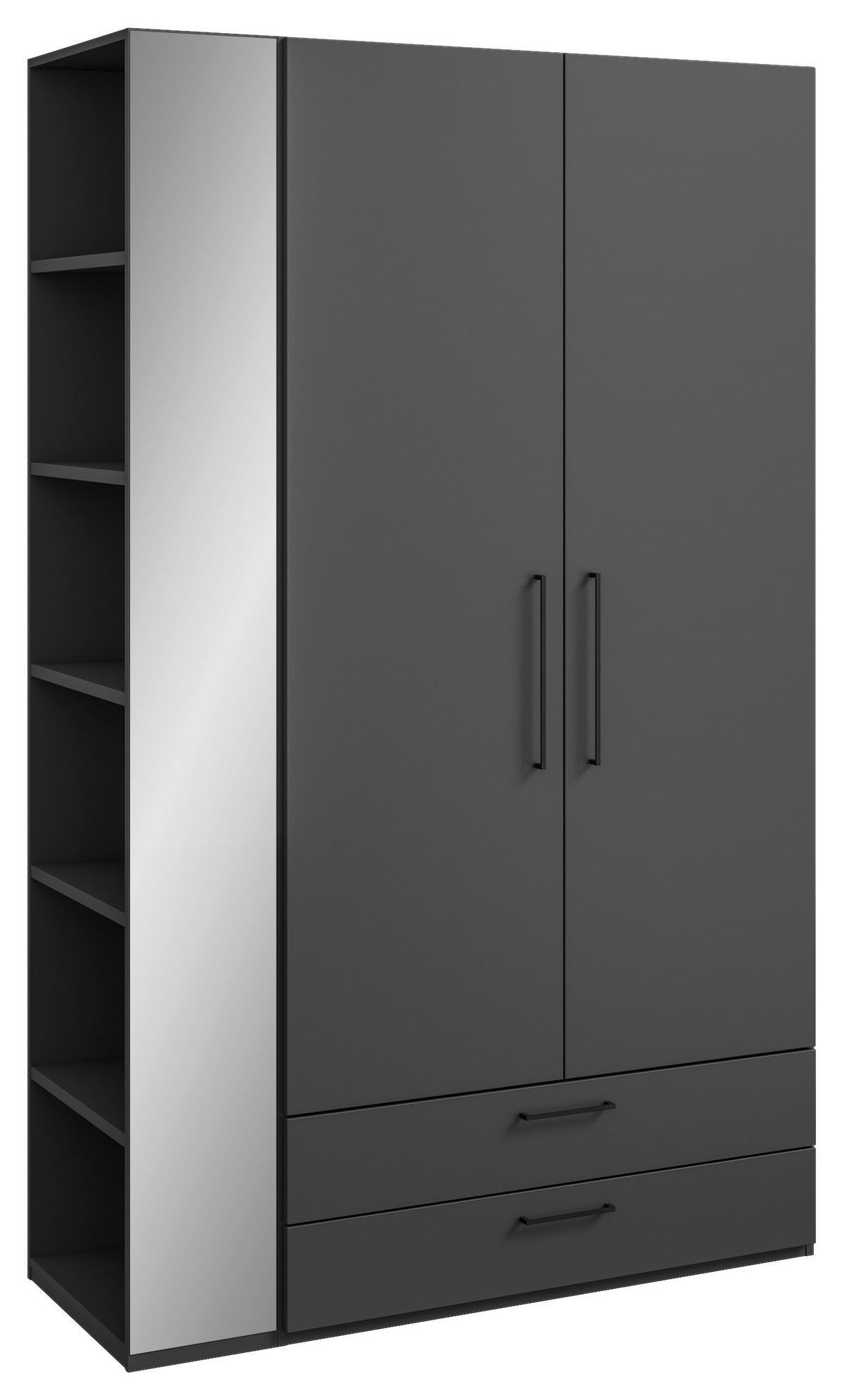 KLEIDERSCHRANK Graphitfarben  - Anthrazit/Graphitfarben, Design, Holzwerkstoff/Metall (126,3/213,6/59,3cm) - Cantus