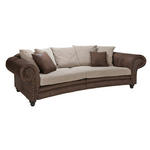 MEGASOFA in Lederlook, Webstoff Braun, Beige  - Beige/Schwarz, ROMANTIK / LANDHAUS, Holz/Textil (276/81/140cm) - Landscape