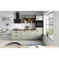 KÜCHENBLOCK 260 cm   Eichefarben, Salbeigrün  - Eichefarben/Salbeigrün, Basics, Holzwerkstoff/Metall (260cm) - Venda