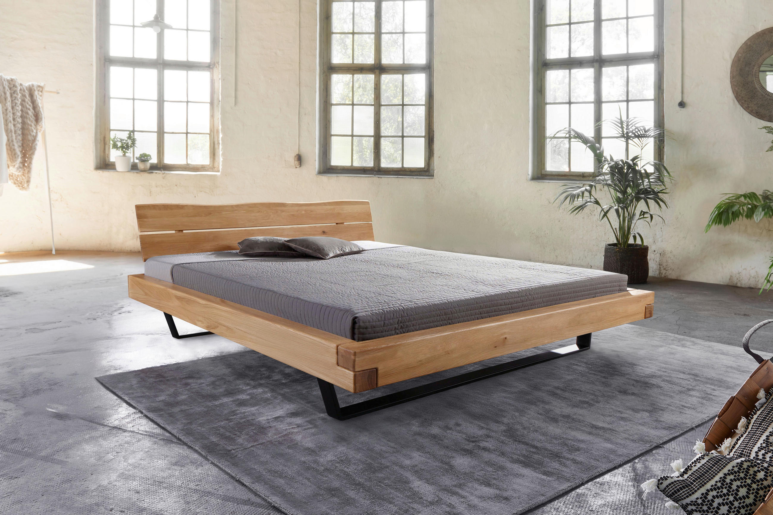 BALKENBETT 200/200 cm,  in Wildeiche,  - Wildeiche/Schwarz, MODERN, Holz/Metall (200/200cm) - Livetastic