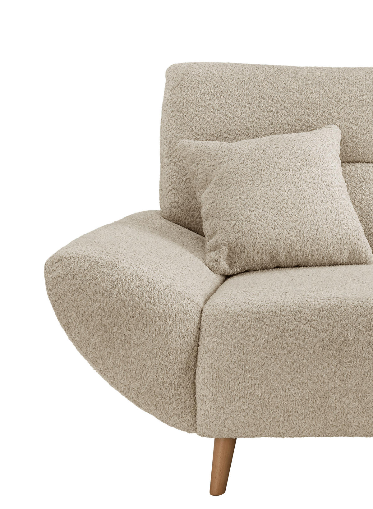 3-SITZER-SOFA in Bouclé Beige  - Wildeiche/Beige, KONVENTIONELL, Holz/Textil (205/81/90cm) - MID.YOU