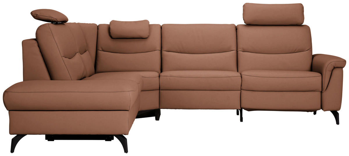 ECKSOFA  in Echtleder Haselnussfarben  249/280 cm  - Anthrazit/Haselnussfarben, Design, Leder/Metall (249/280cm) - Himolla Komfortklass