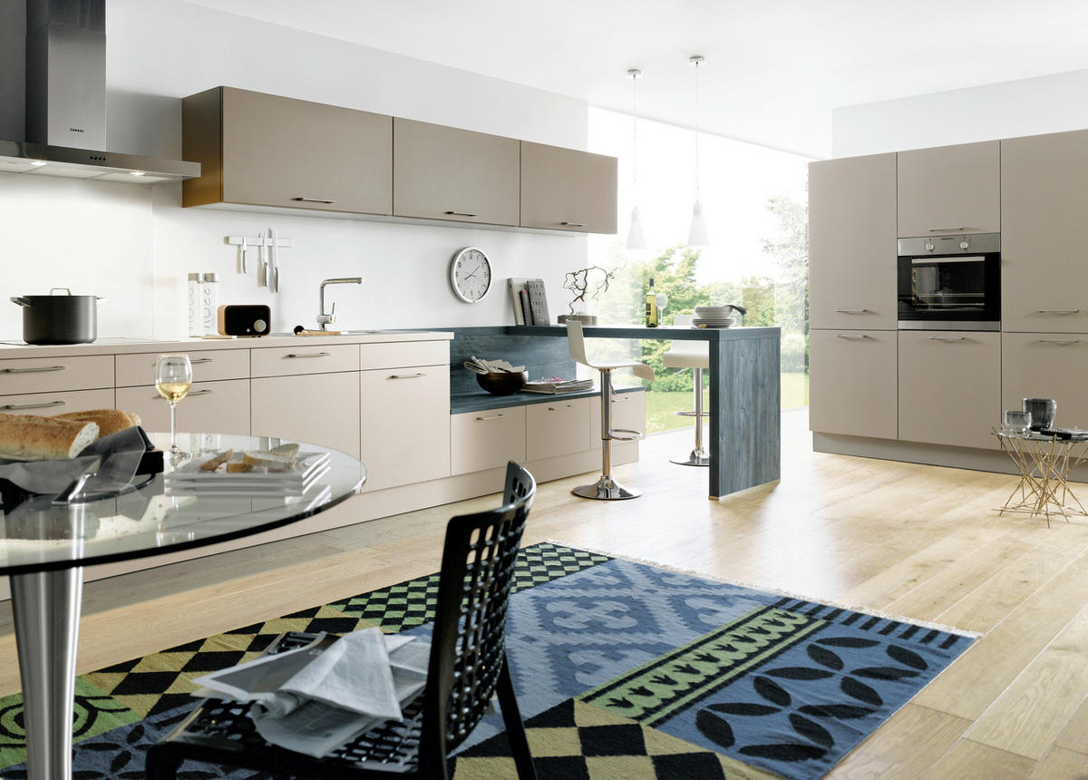 EINBAUKÜCHE BEATE  - Sandfarben, Design, Holzwerkstoff - Novel