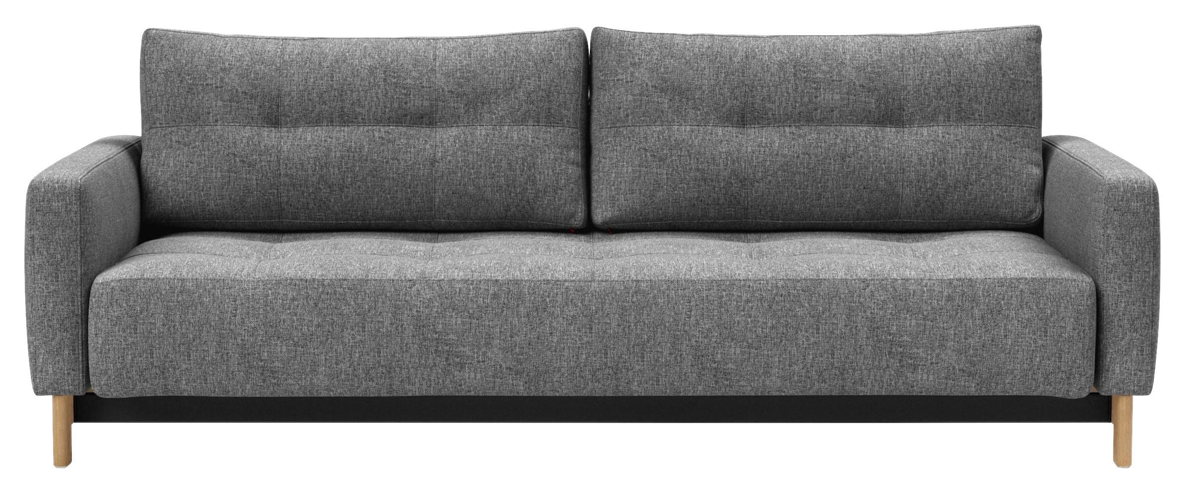 SCHLAFSOFA Flachgewebe Grau  - Eichefarben/Grau, Design, Holz/Textil (232/85/114cm) - Innovation