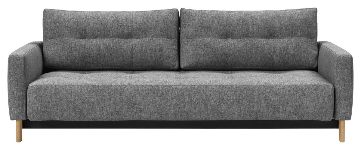 SCHLAFSOFA Flachgewebe Grau  - Eichefarben/Grau, Design, Holz/Textil (232/85/114cm) - Innovation