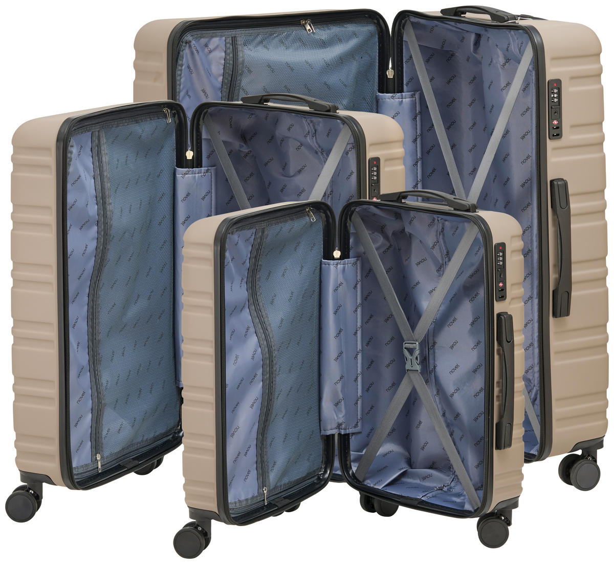 REISEKOFFERSET Mokka 3-teilig  - Mokka, Basics, Kunststoff/Textil - Novel