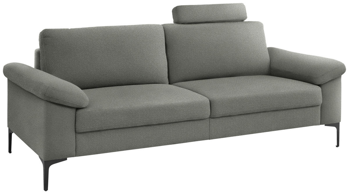 3-SITZER-SOFA in Flachgewebe Graugrün  - Schwarz/Graugrün, Design, Textil/Metall (226/89/97cm) - Pure Home Lifestyle