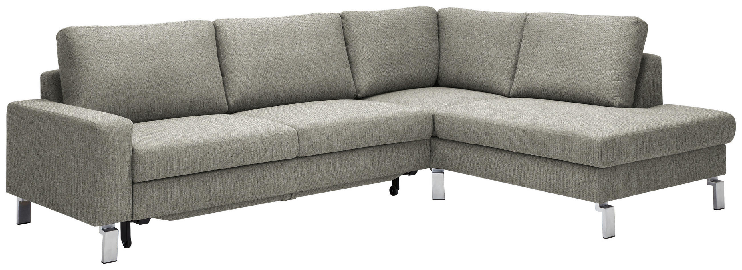 ECKSOFA in Flachgewebe Graubraun  - Chromfarben/Graubraun, Design, Textil/Metall (276/200cm) - Hom`in