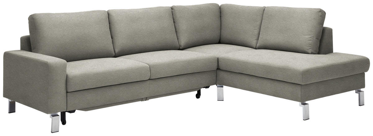 ECKSOFA in Flachgewebe Graubraun  276/200 cm  - Chromfarben/Graubraun, Design, Textil/Metall (276/200cm) - Hom`in