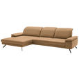 ECKSOFA in Echtleder Honig  - Schwarz/Honig, Design, Leder/Metall (193/332cm) - Dieter Knoll