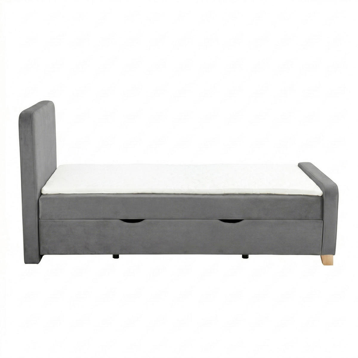 BOXBETT 140/200 cm  in Graphitfarben  - Graphitfarben/Kernbuche, MODERN, Holz/Textil (140/200cm) - MID.YOU