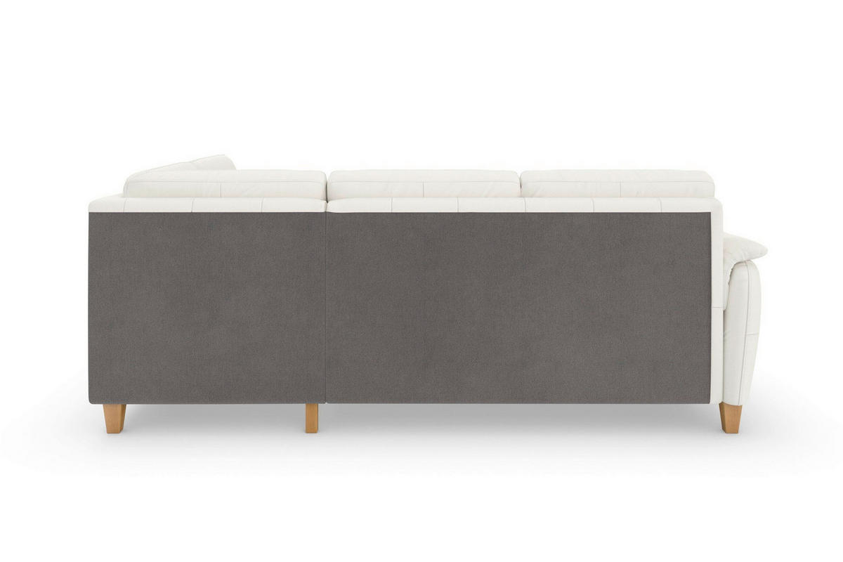 ROHOVÁ SEDAČKA, koža, biela - biela/farba duba, Basics, koža/drevo (236/212cm) - Sit & More