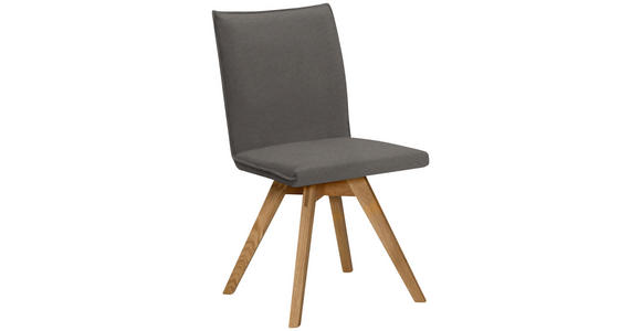 STUHL Lederlook, Mikrofaser Eichefarben, Dunkelgrau Wildeiche massiv  - Eichefarben/Dunkelgrau, KONVENTIONELL, Holz/Textil (60/91/61cm) - Moderano