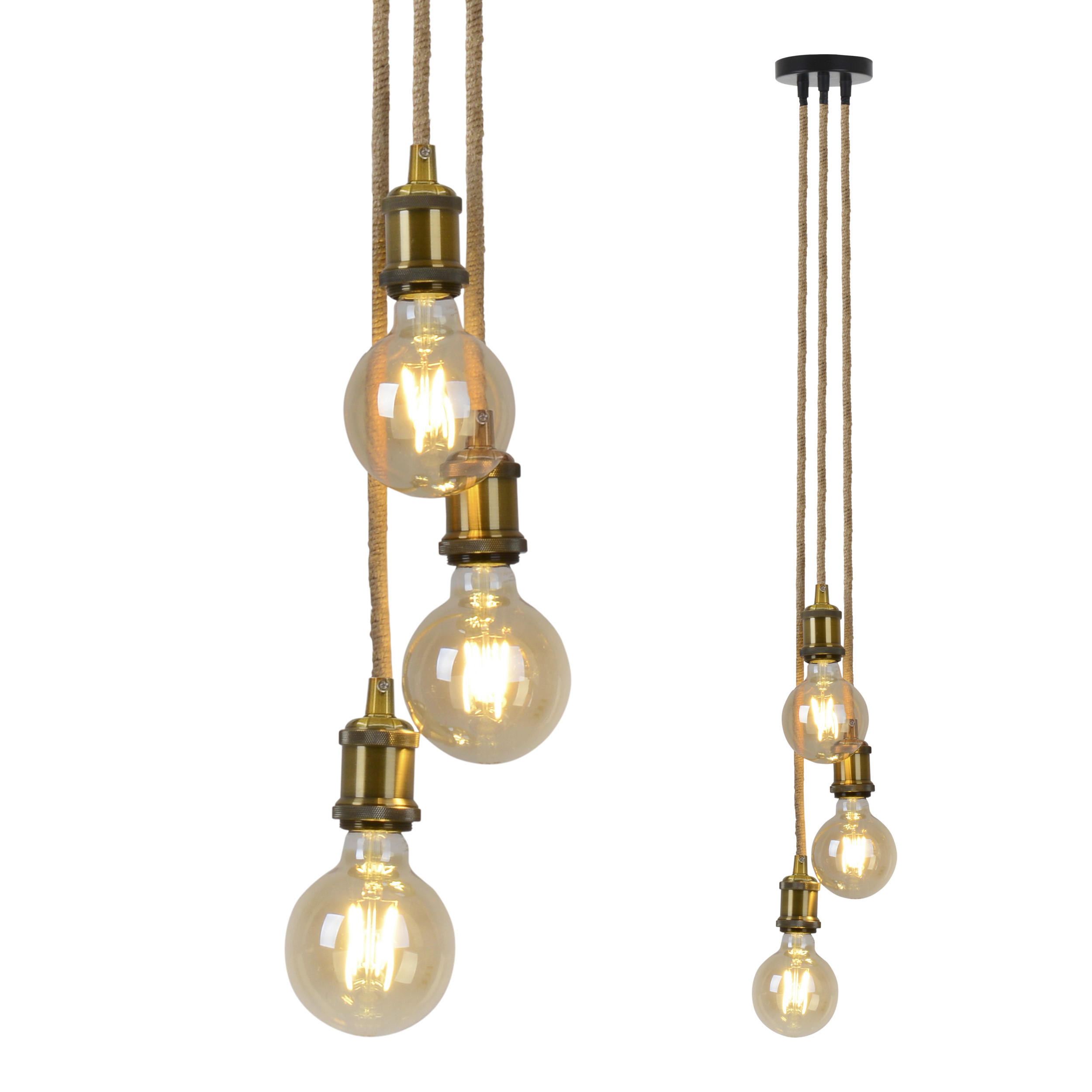 HÄNGELEUCHTE 17/17/87,5 cm  - Messingfarben/Naturfarben, Design, Naturmaterialien/Metall (17/17/87,5cm) - Näve