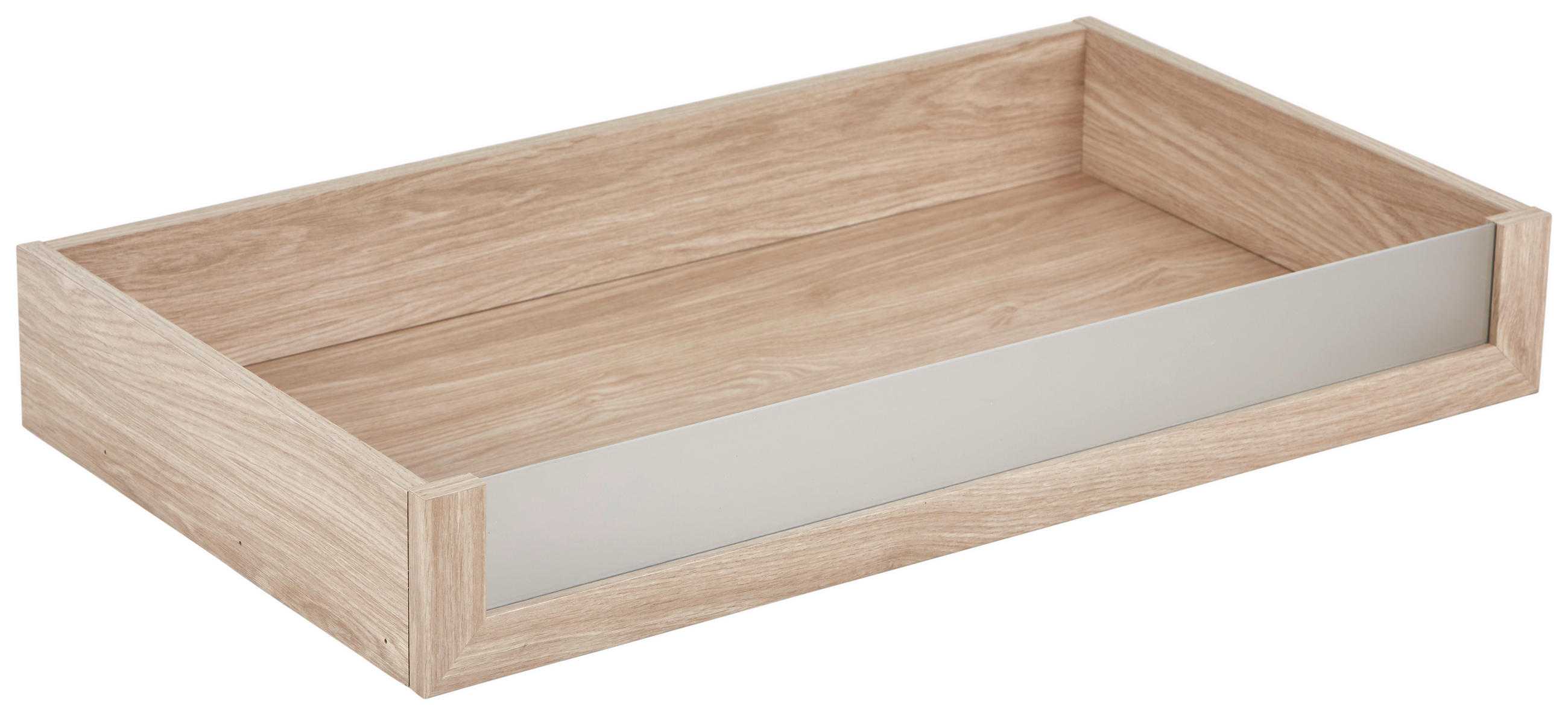 Sertar 83/12/45 cm   - culoare lemn stejar, sticlă/material pe bază de lemn (83/12/45cm) - Hom`in