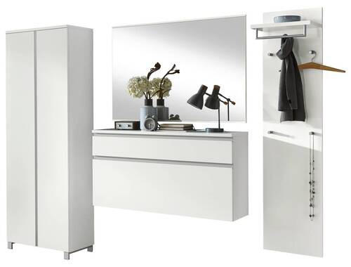 GARDEROBE 4-teilig  in 250/196/37 cm  - Silberfarben/Weiß, Design, Holzwerkstoff (250/196/37cm)