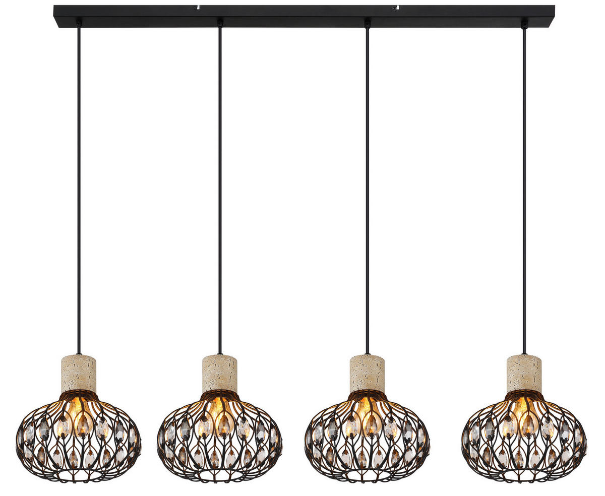 HÄNGELEUCHTE 115/25/150 cm  - Klar/Schwarz, Basics, Glas/Kunststoff (115/25/150cm) - Globo