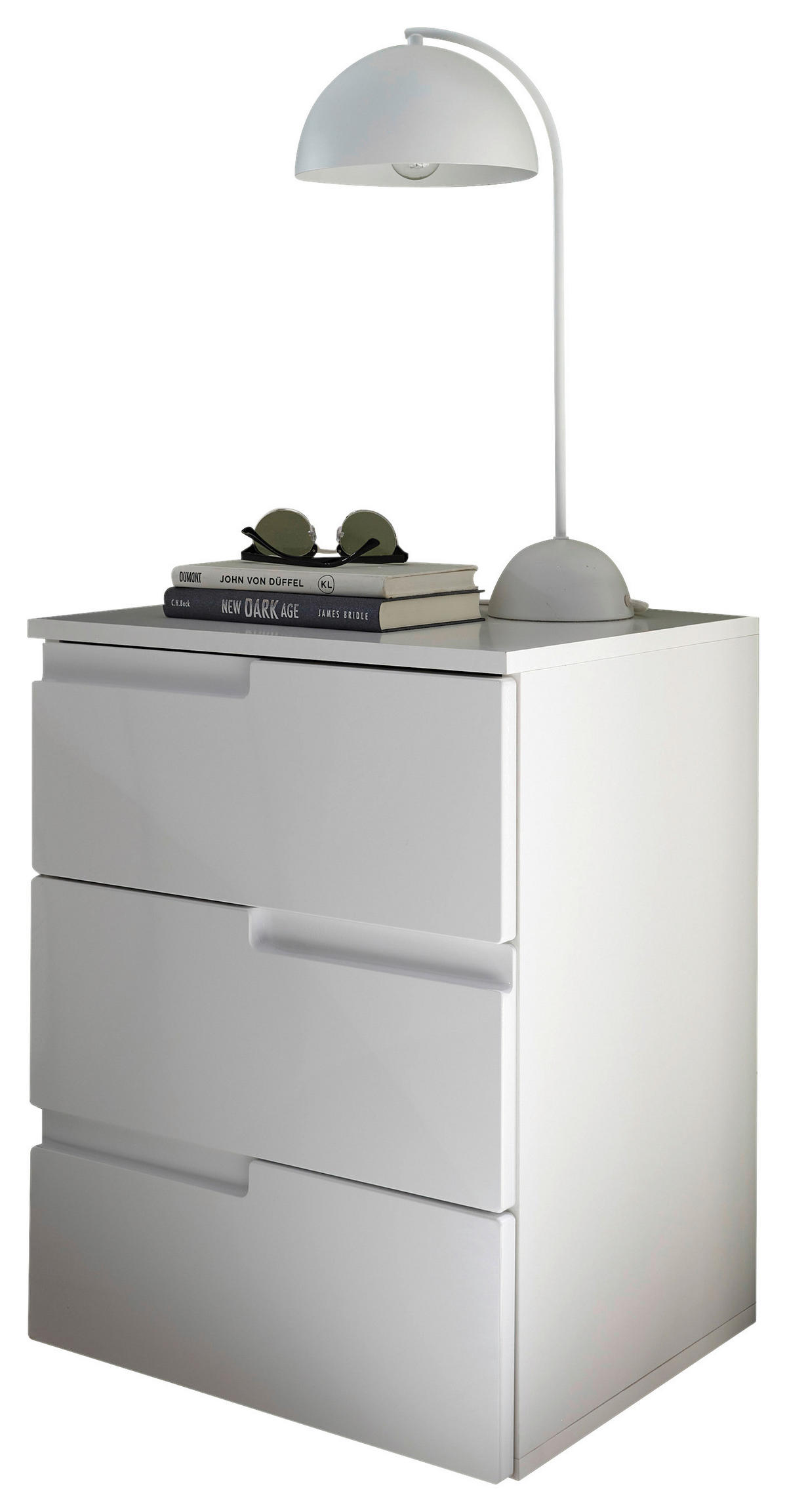 NACHTSCHRANK 46,2/60,9/40 cm  - Weiß Hochglanz/Schwarz, MODERN, Holzwerkstoff/Kunststoff (46,2/60,9/40cm)