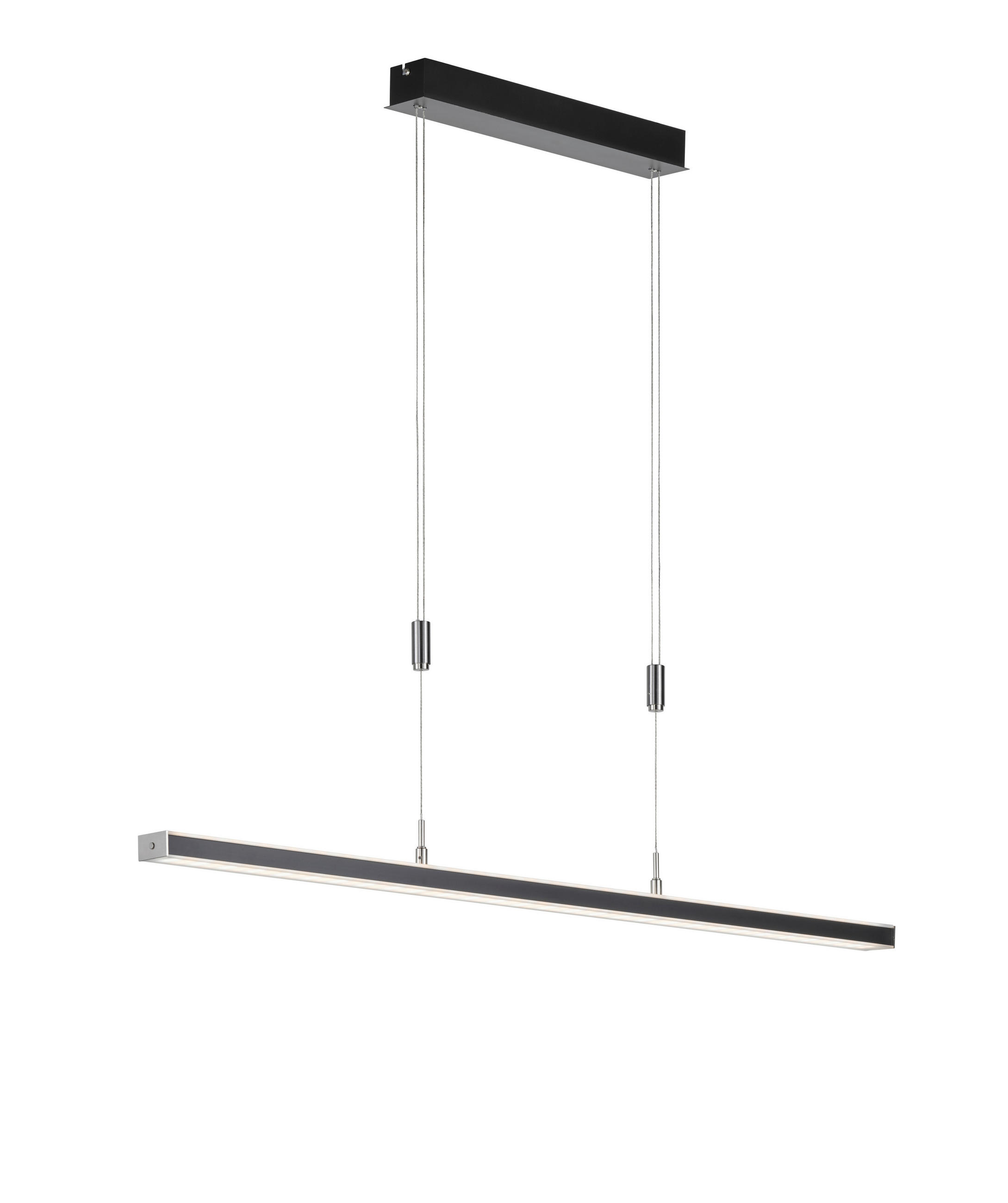 LED-Hängeleuchte 115/7/90 cm - Schwarz/Nickelfarben, Design, Metall (115/7/90cm) - Fischer & Honsel
