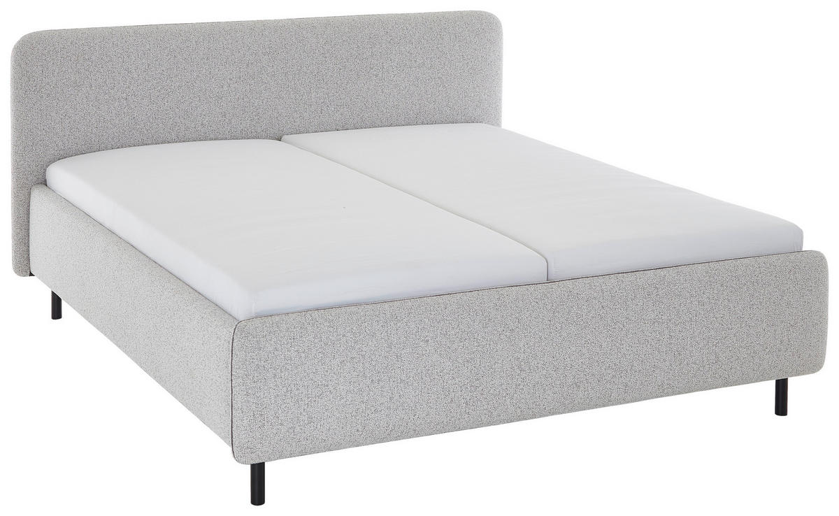 POLSTERBETT 160/200 cm  in Grau, Hellgrau  - Birkefarben/Buchefarben, Design, Holz/Textil (160/200cm) - Xora