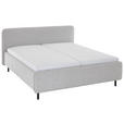 POLSTERBETT Grau, Hellgrau 180/200 cm  - Hellgrau/Schwarz, Design, Textil/Metall (180/200cm) - Xora