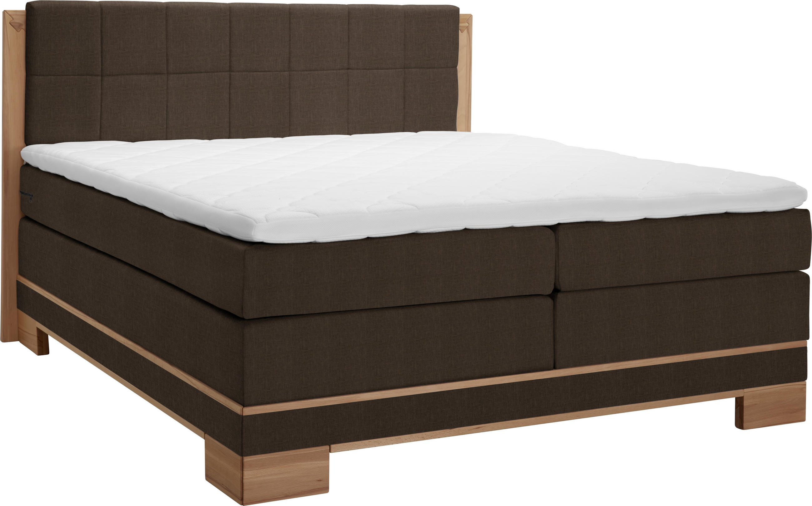 BOXSPRINGBETT 140/200 cm  in Buchefarben, Dunkelbraun  - Dunkelbraun/Buchefarben, Natur, Holz/Textil (140/200cm) - Linea Natura