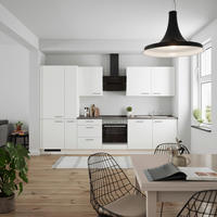 KÜCHENLEERBLOCK 330 cm   Grau, Weiss  - Weiss/Edelstahlfarben, Modern, Holzwerkstoff/Metall (330cm) - Nobilia