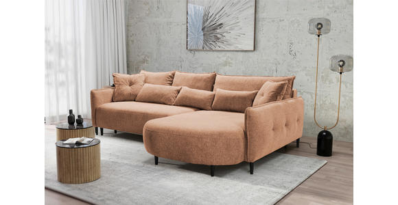 ECKSOFA Dunkelorange Chenille - Dunkelorange/Schwarz, MODERN, Textil/Metall (285/200cm) - Carryhome