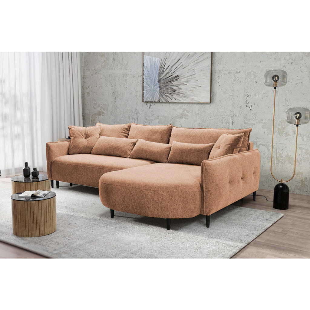 Thumbnail - Carryhome Ecksofa, Dunkelorange, Textil, 3-Sitzer, Füllung: Silikon, Schaumstoffflocken,Silikon, Schaumstoffflocken,Sili...