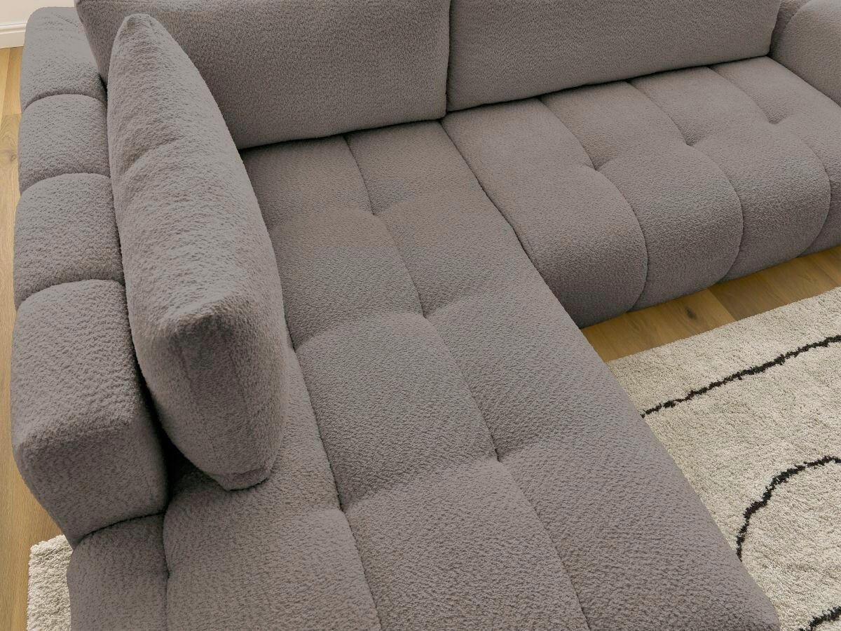 ECKSCHLAFSOFA EVEREST Bouclé Taupe  inkl. Rückenkissen, Schlaffunktion  - Taupe/Schwarz, MODERN, Kunststoff/Textil (204/282cm)
