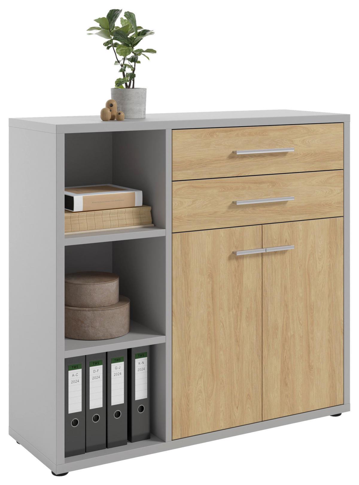 KOMMODE Texas  in 116,5/110/40 cm  - Hellgrau/Alufarben, MODERN, Holzwerkstoff/Kunststoff (116,5/110/40cm)