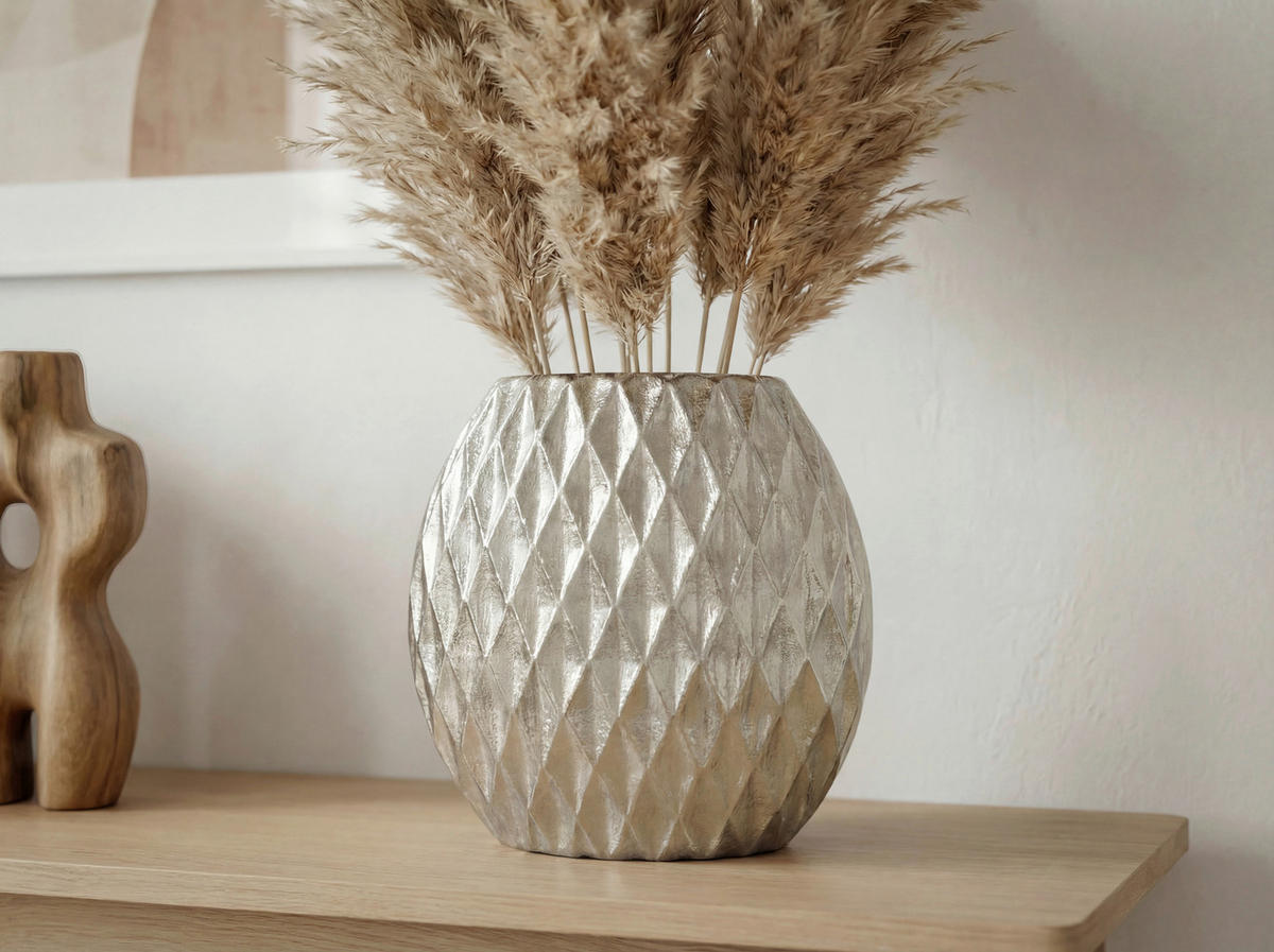 VASE 32 cm  - Silberfarben, Design, Metall (33,5/12,5/32cm) - Livetastic