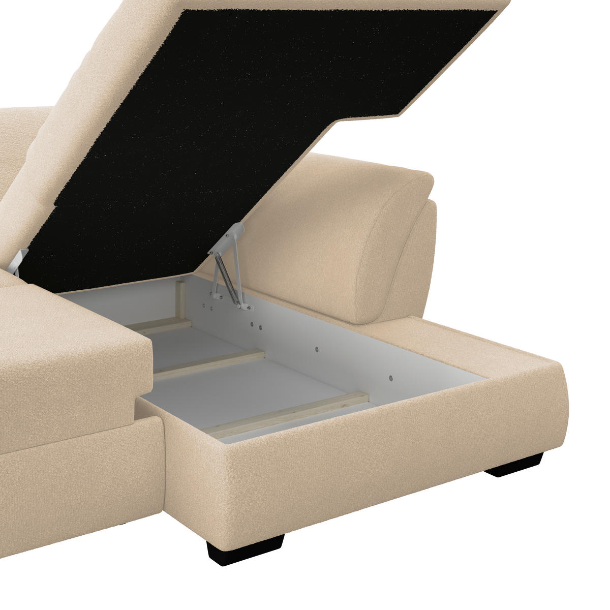ECKSOFA Beige  - Beige/Schwarz, Konventionell, Textil (278/187cm) - MID.YOU